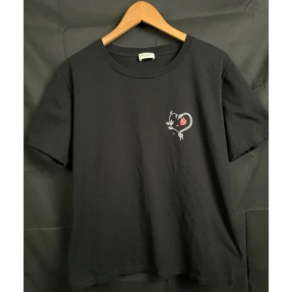 Saint Laurent Paris Snake Rose Graphic Print Black T-Shirt Men’s Designer Tee